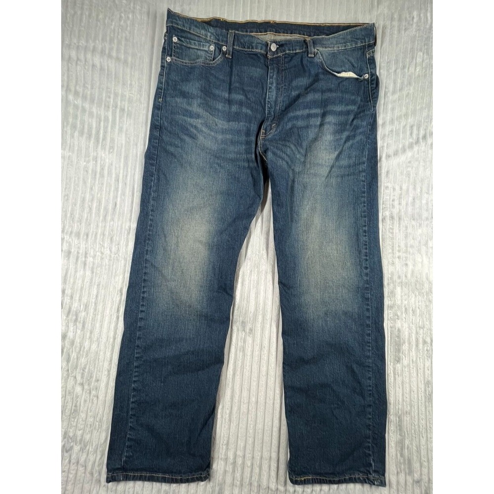 Levi's Jeans Men's 42x30 505 Straight Leg High Rise Medium Wash Denim Whiskering